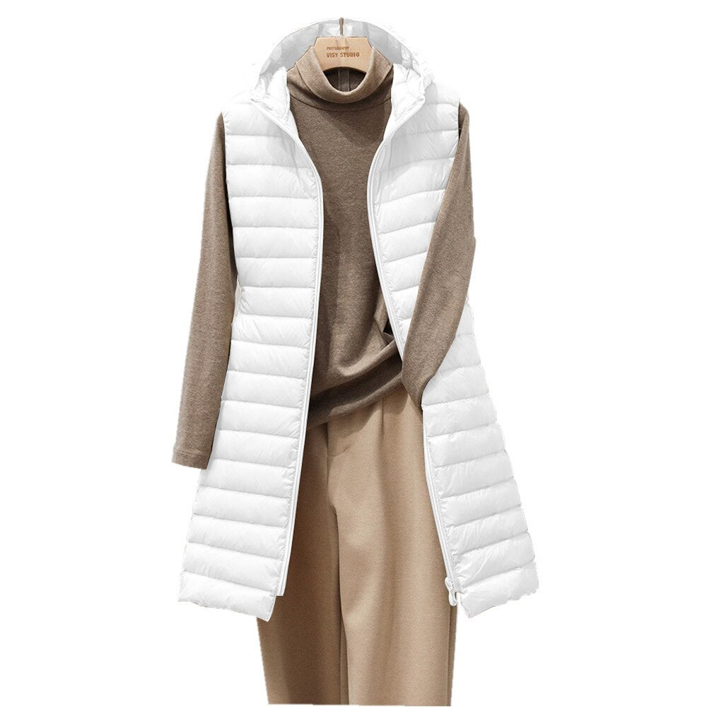 Whitney | Damen Ärmellose Weste | Lange Steppjacke