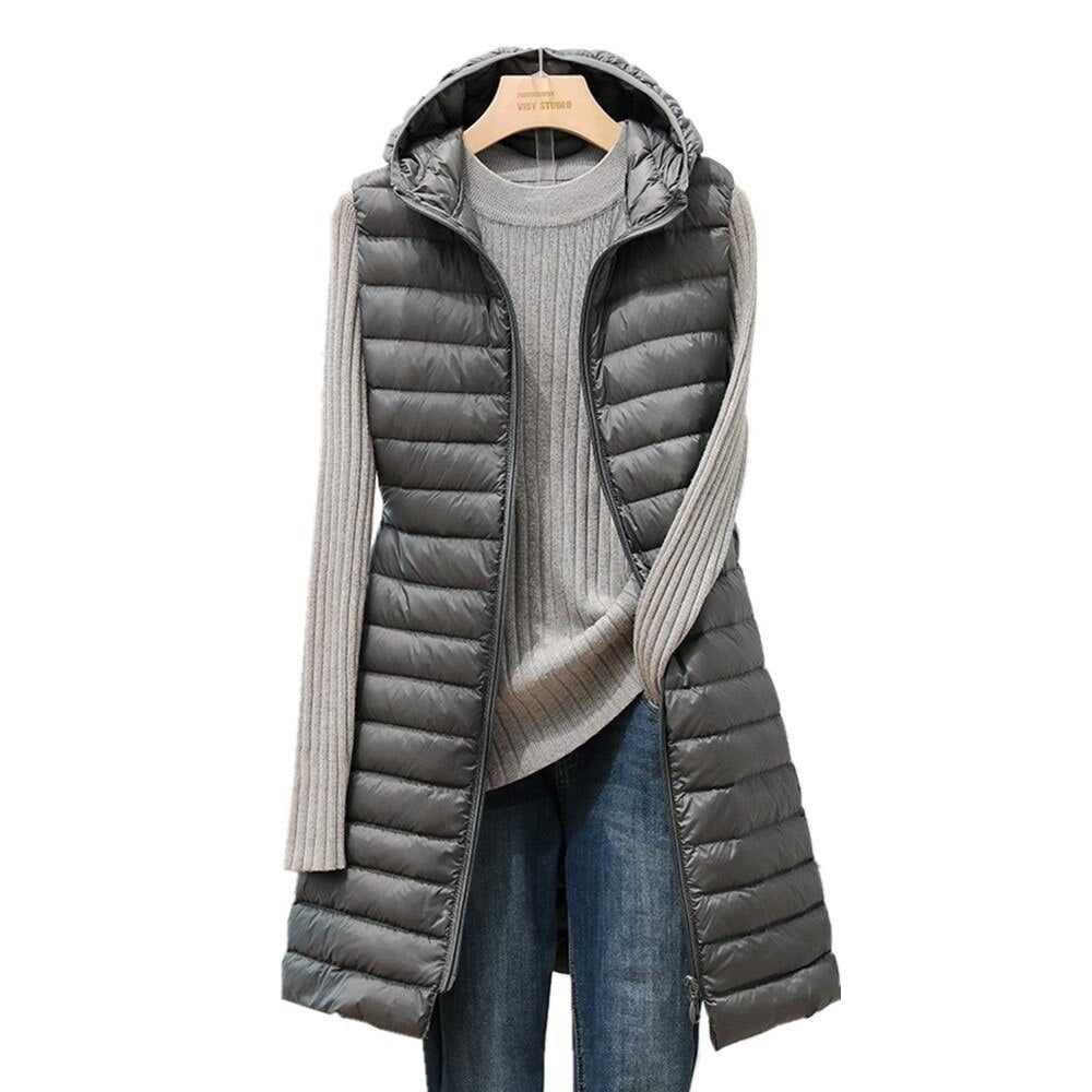 Whitney | Damen Ärmellose Weste | Lange Steppjacke