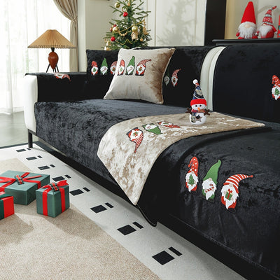 Weihnachtlicher Santa Claus Sofaüberwurf – Weiches Chenille, Rutschfest & Fleckenresistent
