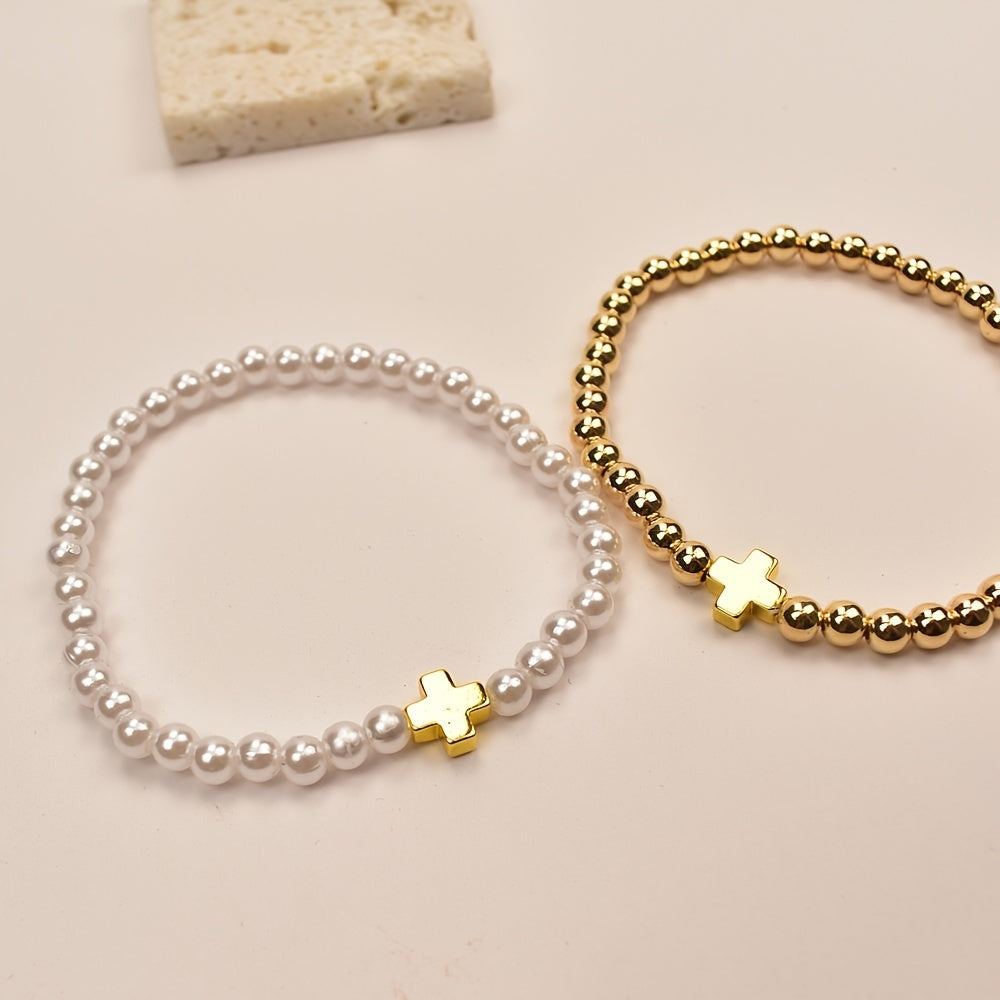 2-teiliges Armband-Satz – Elegante goldfarbene Akzente