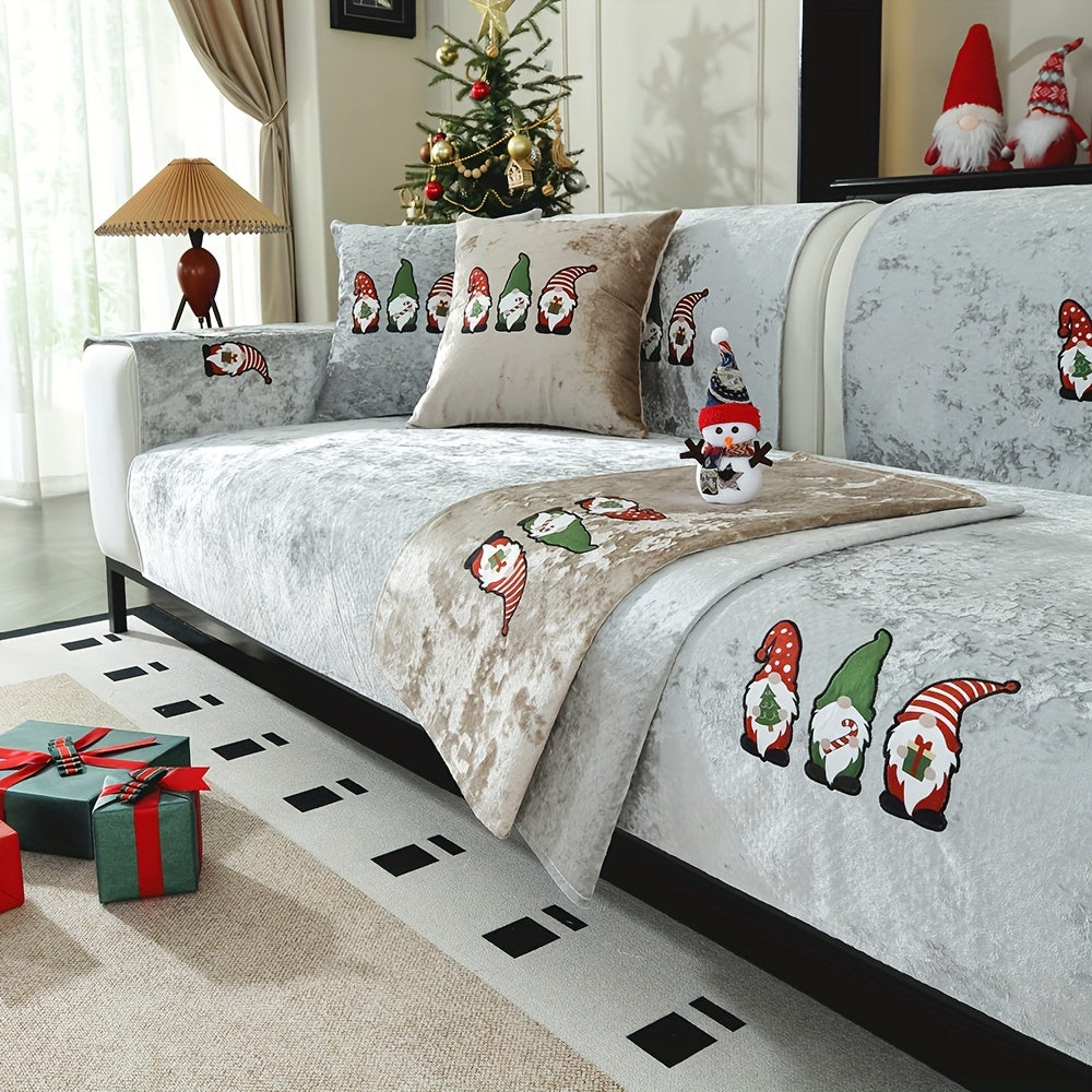Weihnachtlicher Santa Claus Sofaüberwurf – Weiches Chenille, Rutschfest & Fleckenresistent