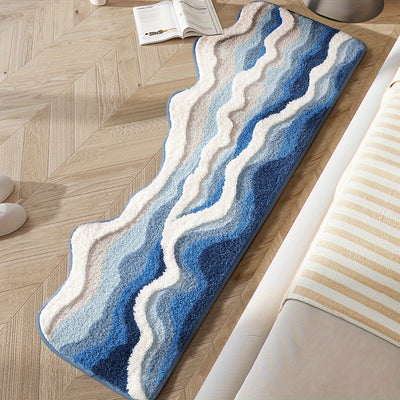 Wellenblumen Design Rutschfeste Saugfähige Badematte