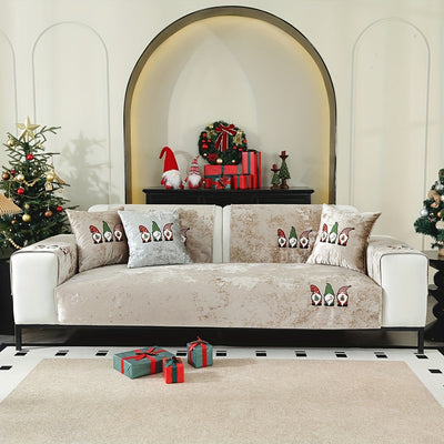 Weihnachtlicher Santa Claus Sofaüberwurf – Weiches Chenille, Rutschfest & Fleckenresistent