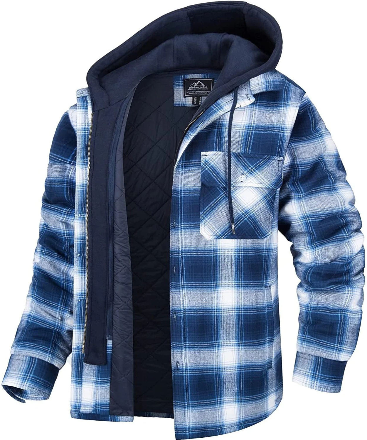 Herrenjacke mit Kapuze und Karomuster | Winter