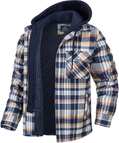 Herrenjacke mit Kapuze und Karomuster | Winter