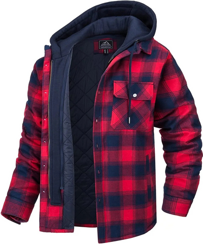 Herrenjacke mit Kapuze und Karomuster | Winter