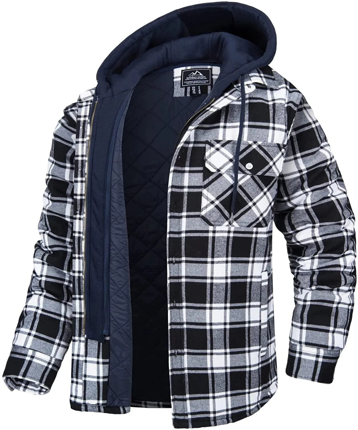 Herrenjacke mit Kapuze und Karomuster | Winter