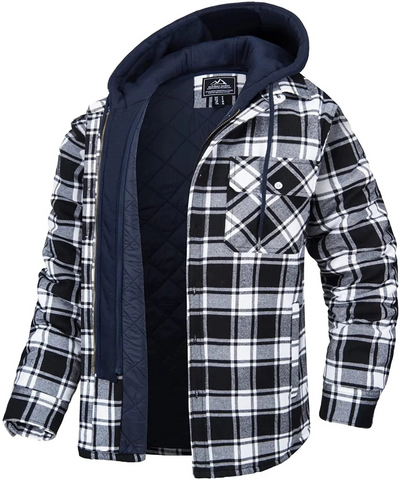 Herrenjacke mit Kapuze und Karomuster | Winter
