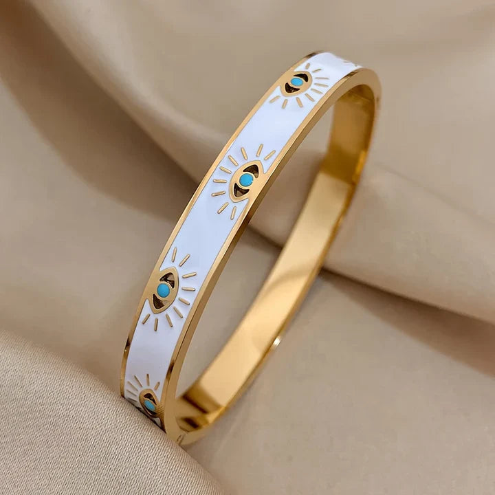 Weißes Emaille-Nazar-Armband