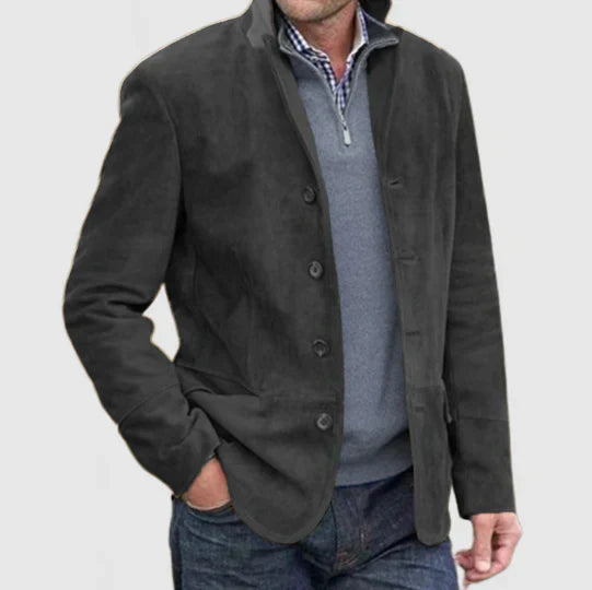 Wildlederjacke mit Knöpfen für Herren