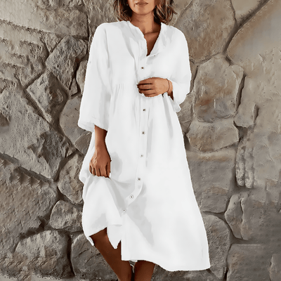 Mercedes® | Langärmliges, geknöpftes Midikleid