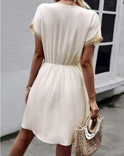 Ximena® | Sommerkleid für Damen mit elastischem Bund und V-Ausschnitt