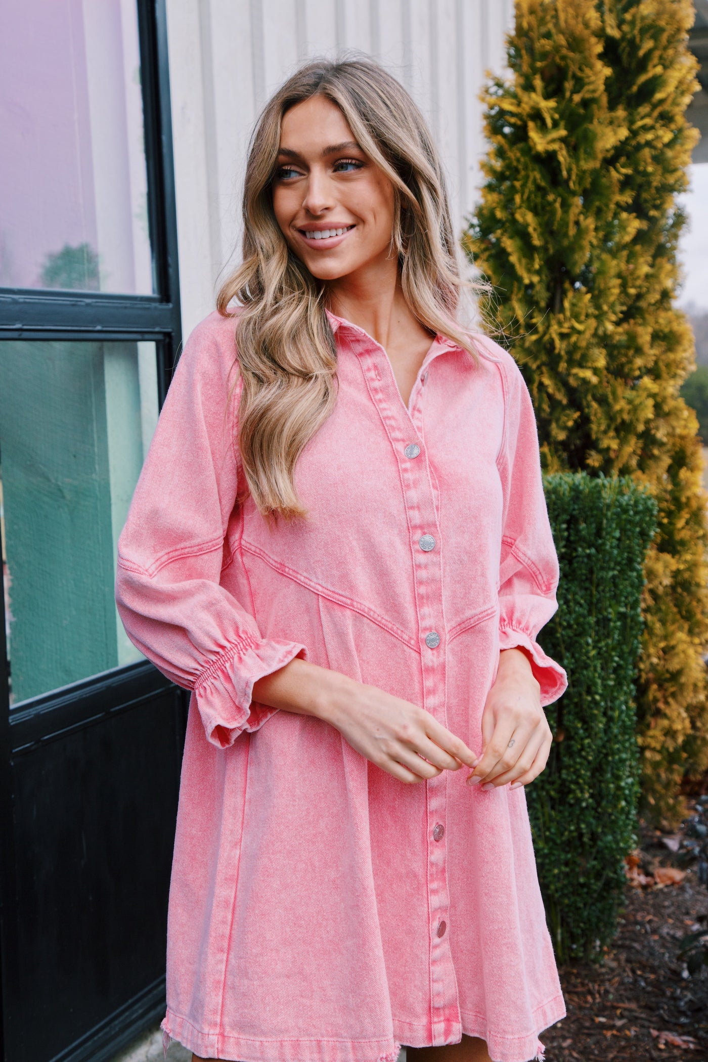 Josefina® | Langes Jeanskleid mit langen Ärmeln, Rosa