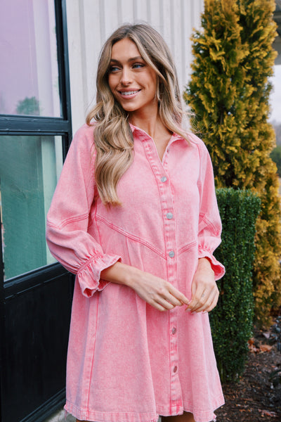 Josefina® | Langes Jeanskleid mit langen Ärmeln, Rosa