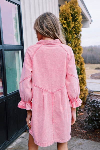 Josefina® | Langes Jeanskleid mit langen Ärmeln, Rosa