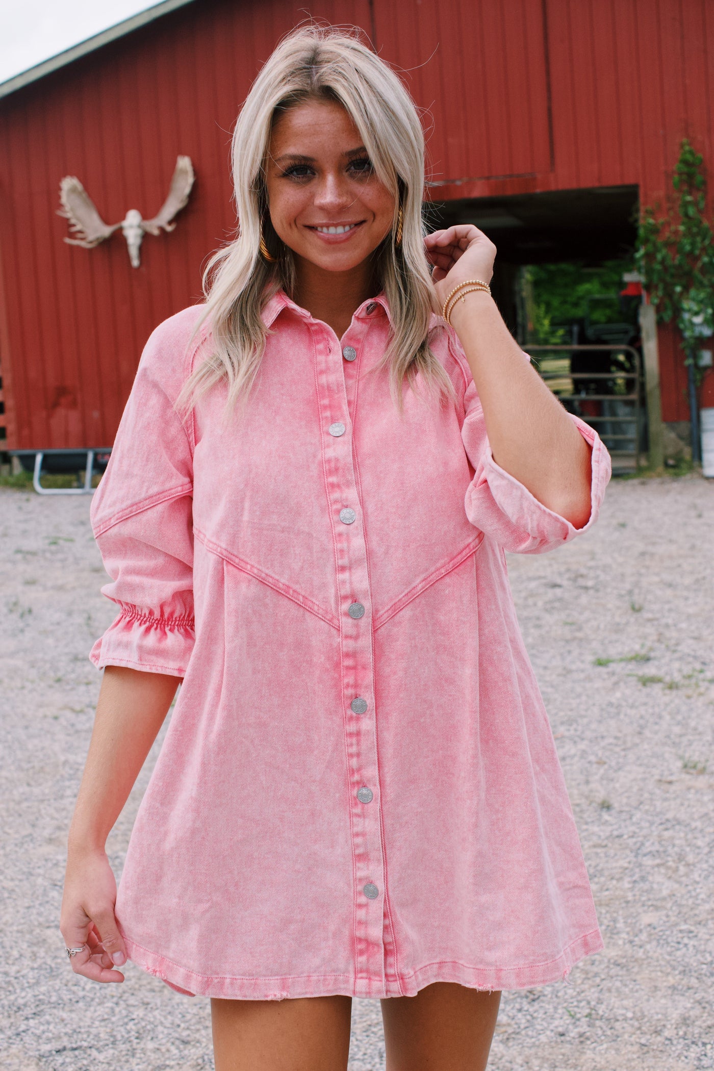 Josefina® | Langes Jeanskleid mit langen Ärmeln, Rosa