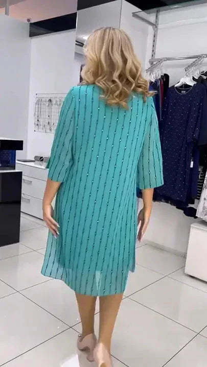 Paula® | Bedrucktes Damenkleid mit Rundhalsausschnitt