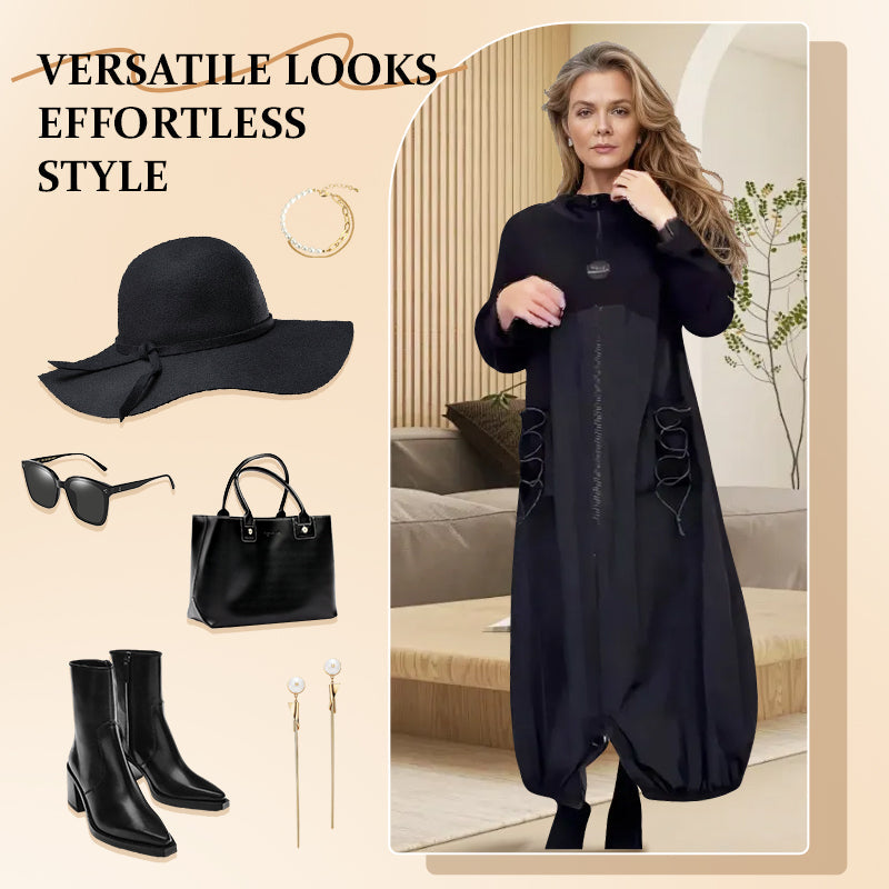 Perla® | Langärmliges Kleid mit Stehkragen und Kordelzug
