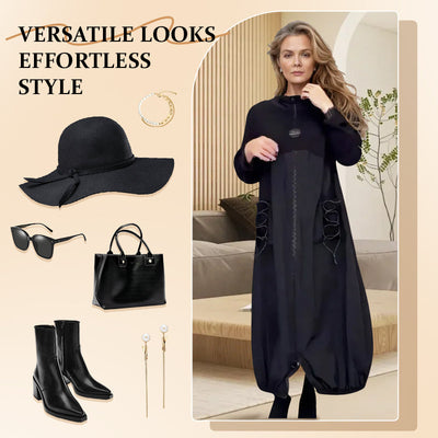 Perla® | Langärmliges Kleid mit Stehkragen und Kordelzug