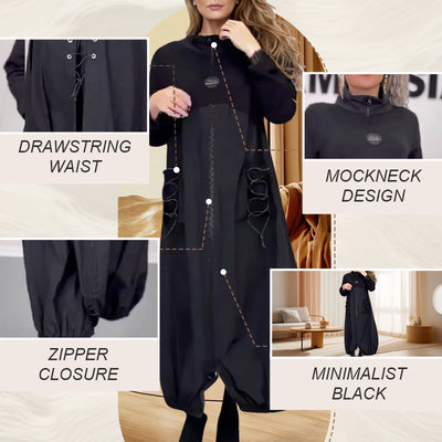 Perla® | Langärmliges Kleid mit Stehkragen und Kordelzug