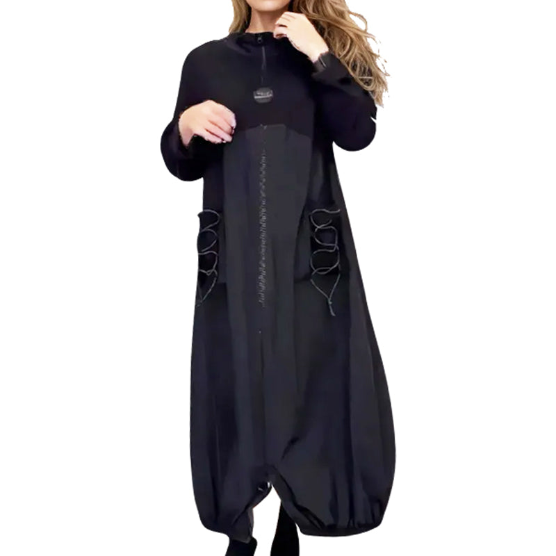 Perla® | Langärmliges Kleid mit Stehkragen und Kordelzug