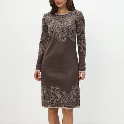 Pearl® | Bedrucktes, langärmliges Kleid mit Rundhalsausschnitt