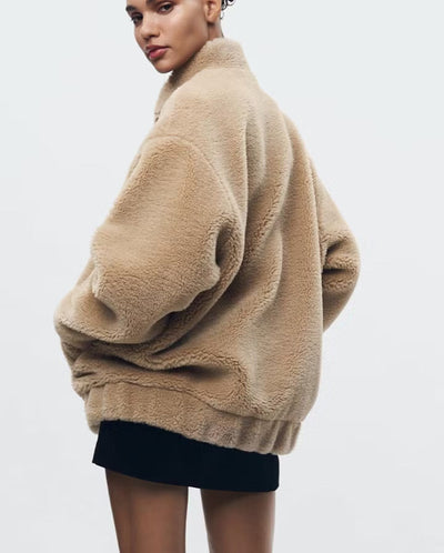 Weiche Jacke mit Teddybär-Optik für Damen - Warna